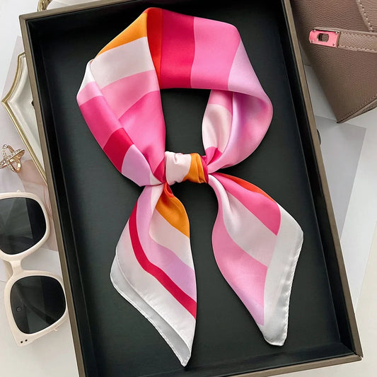 Striped Imitation Silk Square Bandana