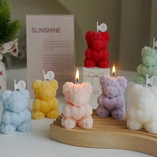 Rose Bear Soy Wax Scented Candle – Romantic Gift Candle