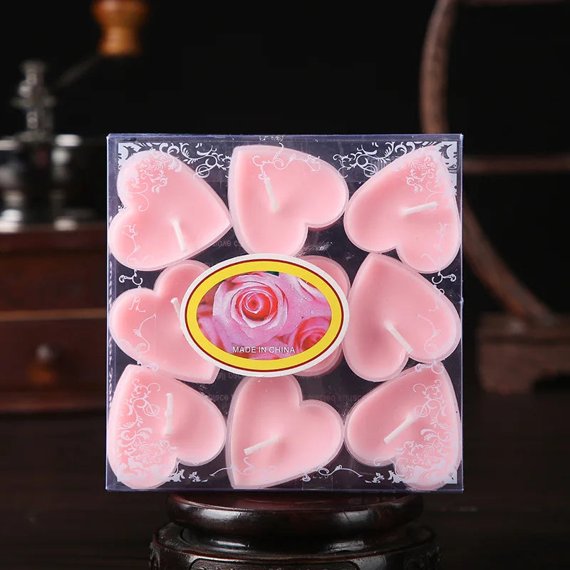 Heart-Shaped Scented Tea Light Candle Set – 9pcs