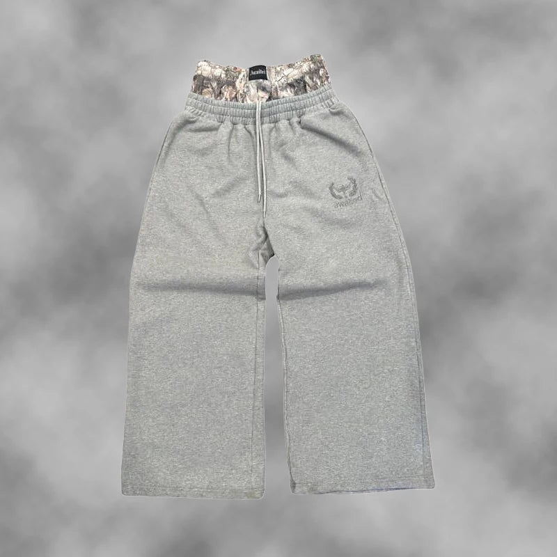 Y2K Camouflage Embroidered Streetwear Sweatpants – Unisex Baggy Wide Leg