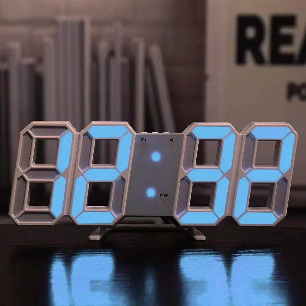 LED Digital Wall Clock with Temperature & Alarm