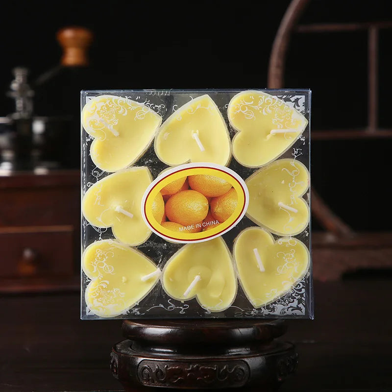 Heart-Shaped Scented Tea Light Candle Set – 9pcs