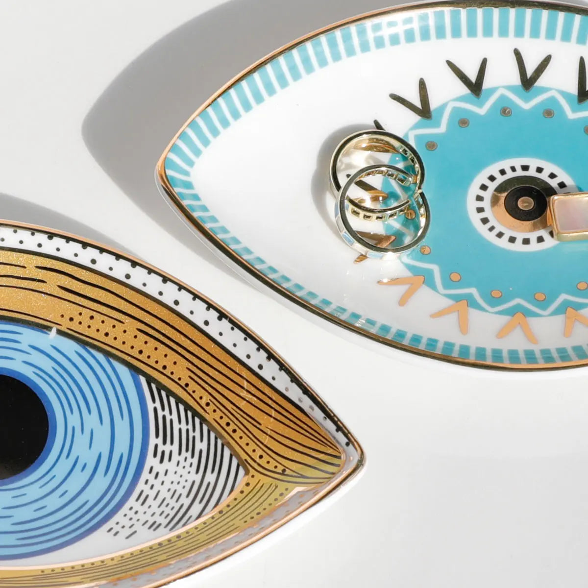 Luxeuria Luxe Ceramic Evil Eye Jewelry Trays – Unique Desktop Organizer for Rings & Trinkets