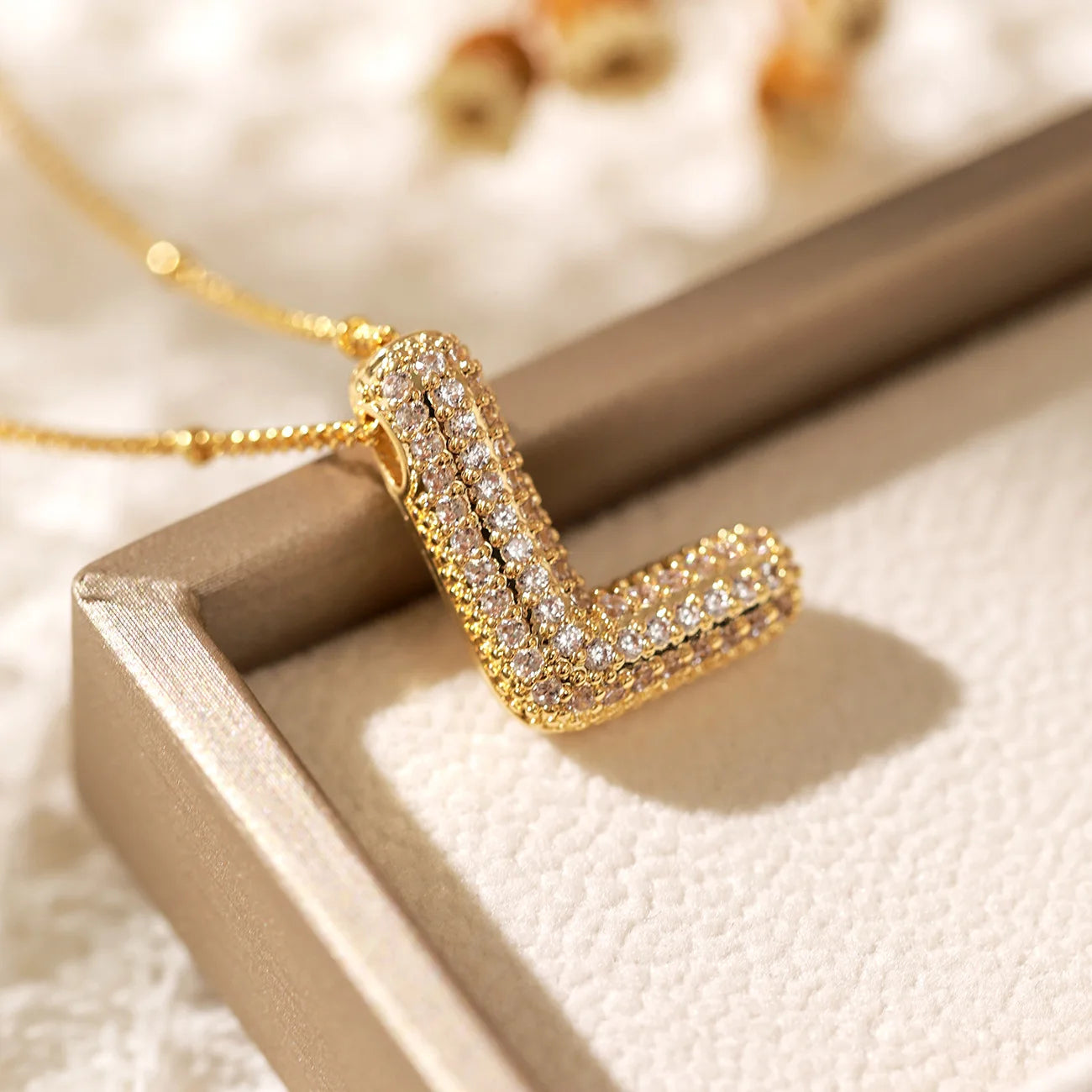 Luxeuria Luxe A–Z Balloon Letter Pendant Necklace – Gold Zircon