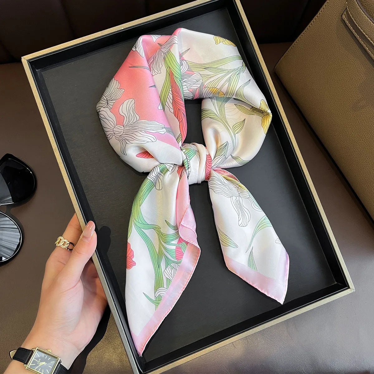 Floral Print Silk-Feel Bandana Collection