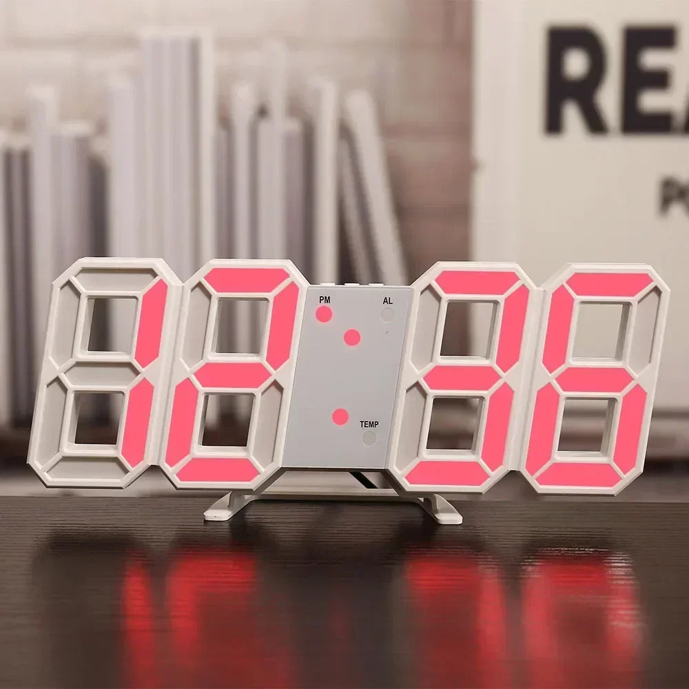 LED Digital Wall Clock with Temperature & Alarm
