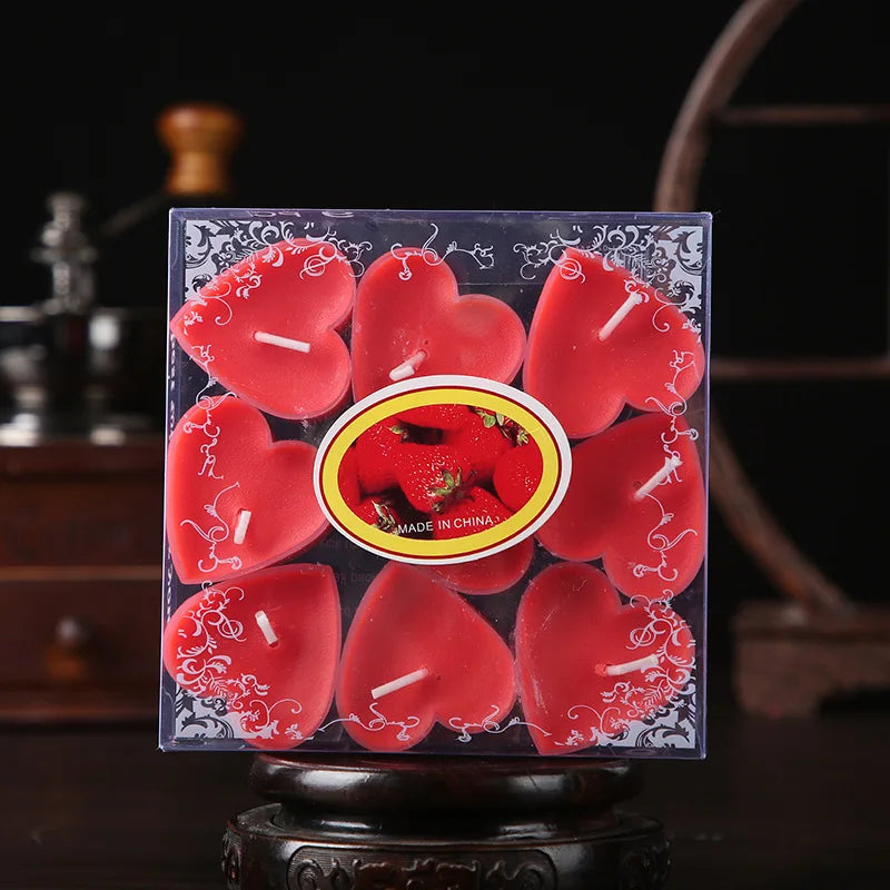 Heart-Shaped Scented Tea Light Candle Set – 9pcs