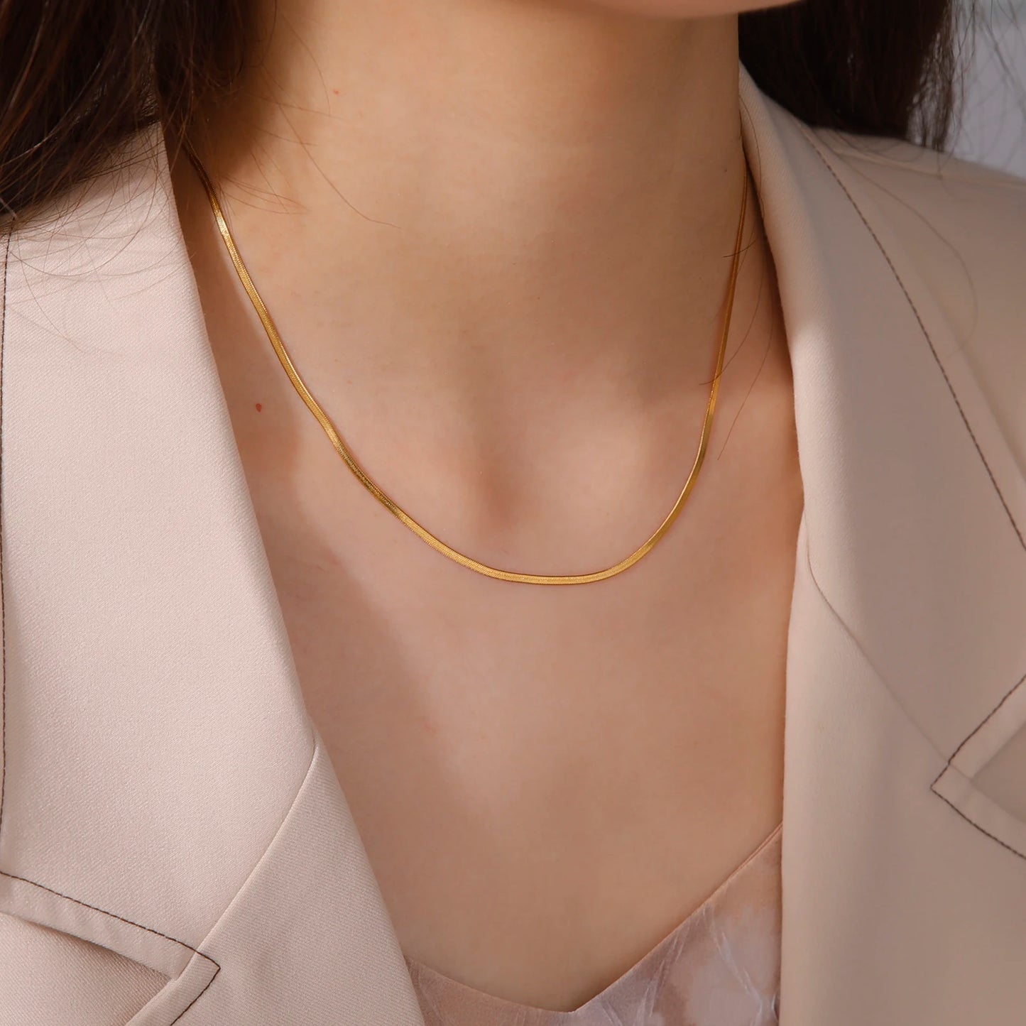 Luxeuria Luxe Snake Chain Necklace – Stainless Steel Gold or Silver