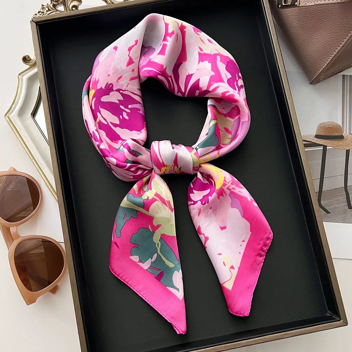 Floral Print Silk-Feel Bandana Collection