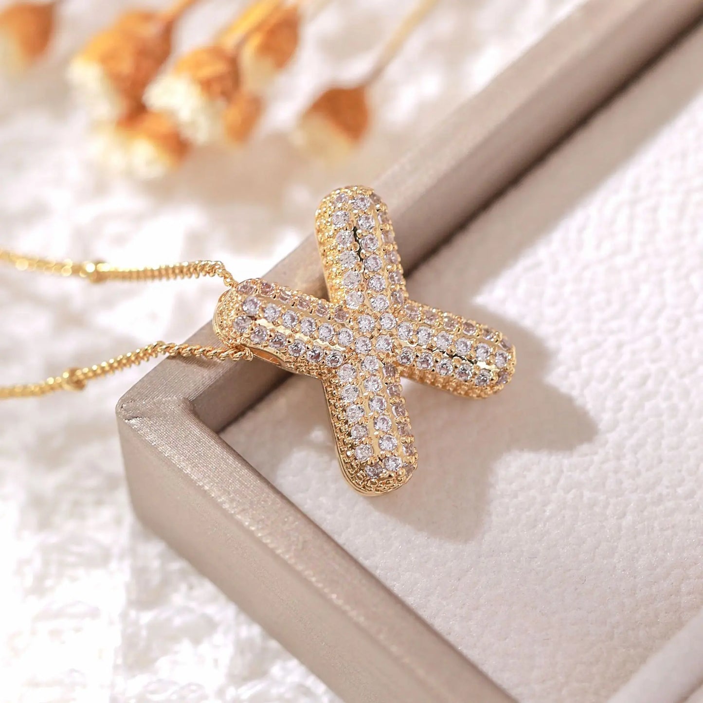 Luxeuria Luxe A–Z Balloon Letter Pendant Necklace – Gold Zircon