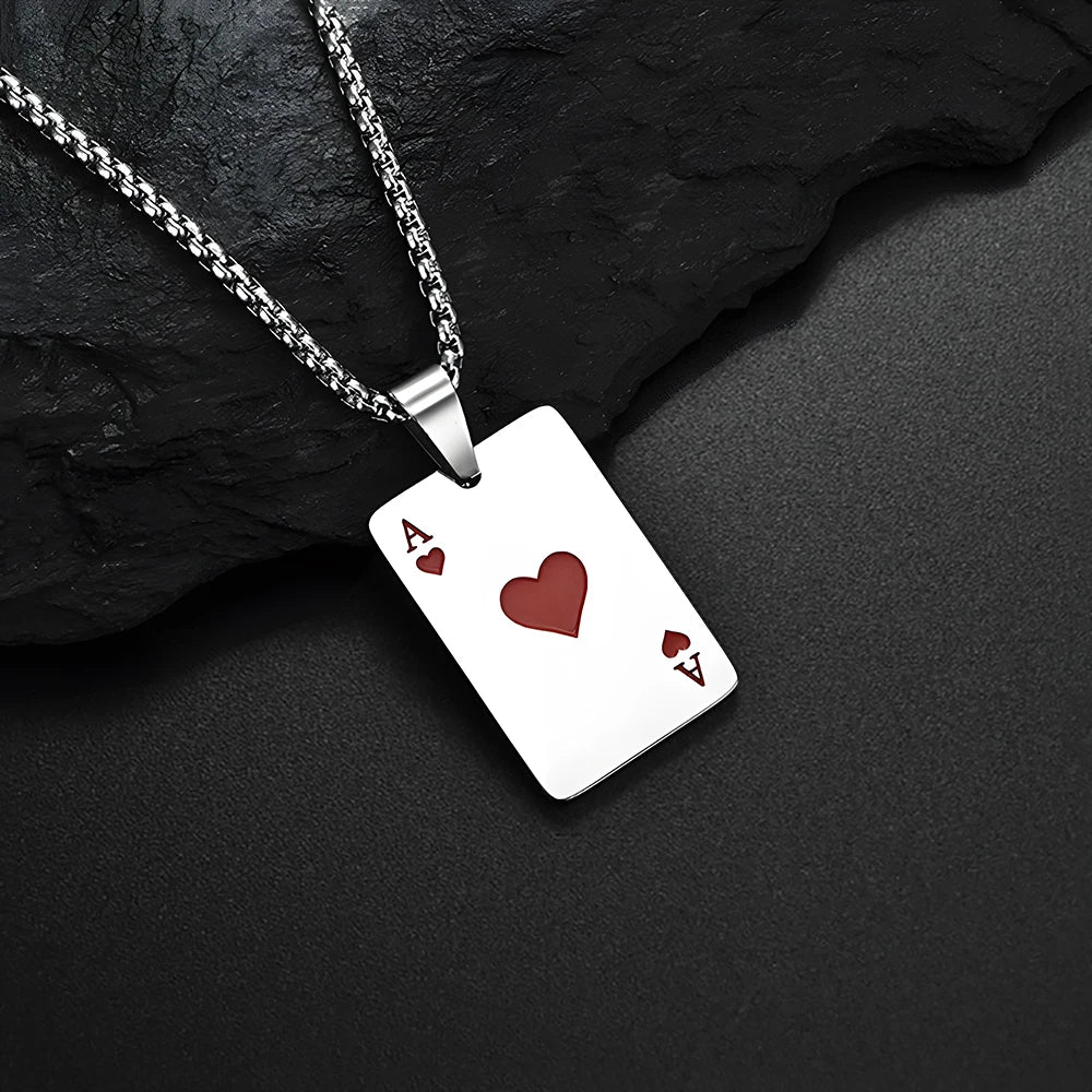 Luxeuria Luxe Stainless Steel Ace of Spades Pendant Necklace