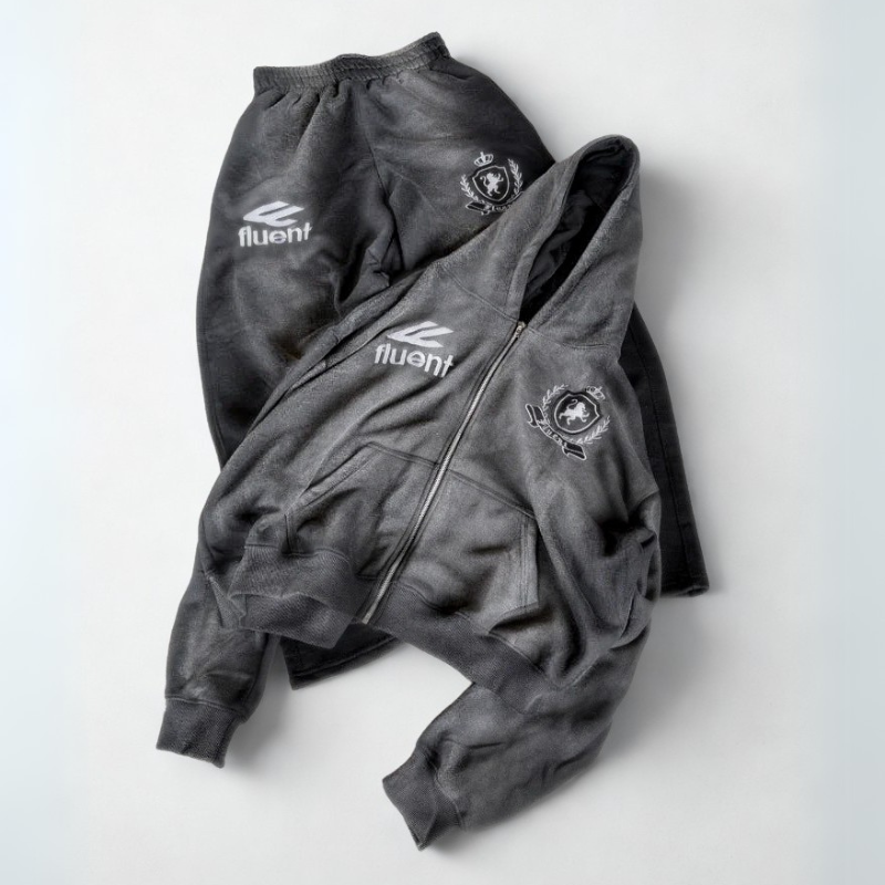 Y2K Vintage Alphabet Embroidered Fleece Hoodie – Goth Streetwear Tracksuit