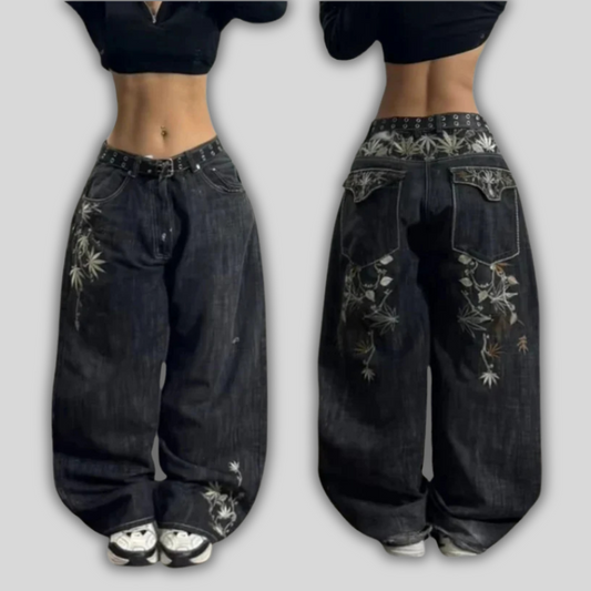RetroEdge Y2K Embroidered Jeans