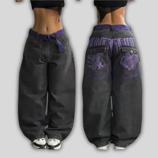 PopLetter Washed Embroidered Jeans – Y2K Harajuku Street Fit