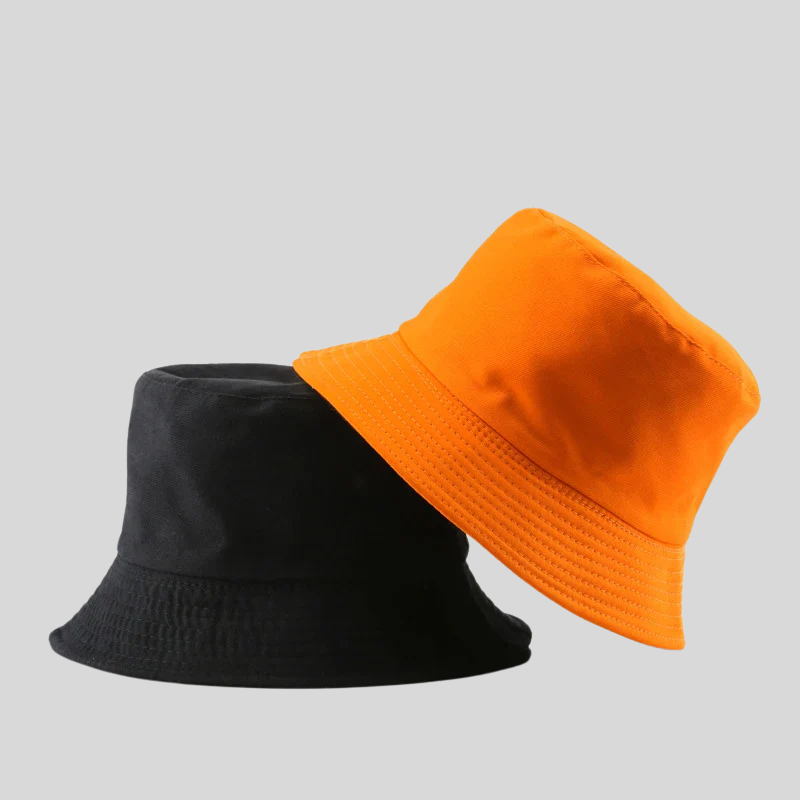 Solid Black Reversible Bucket Hat – Unisex Cotton Two-Side Casual Sun Hats