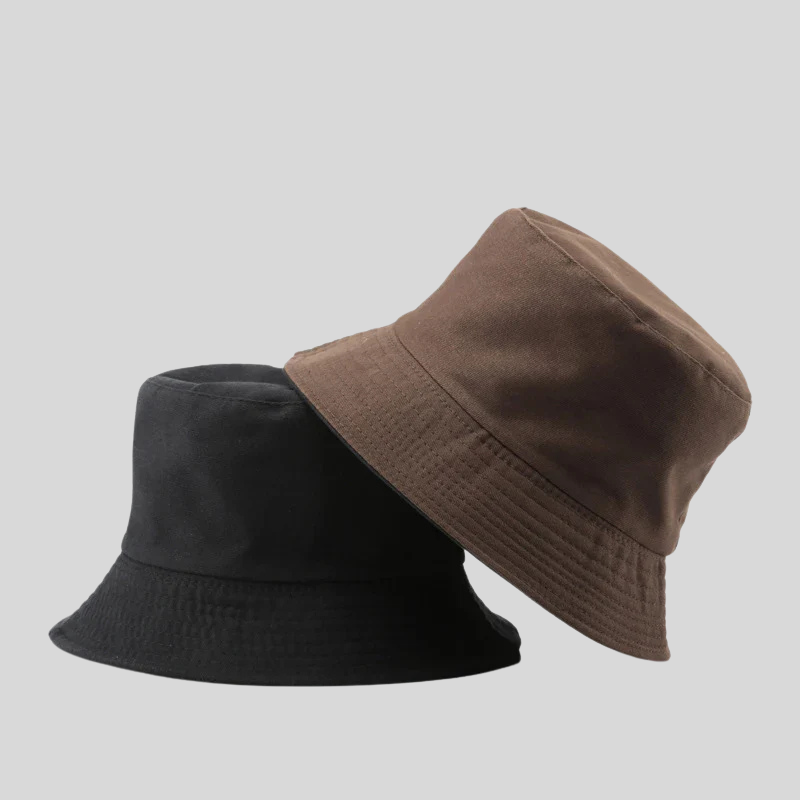 Solid Black Reversible Bucket Hat – Unisex Cotton Two-Side Casual Sun Hats