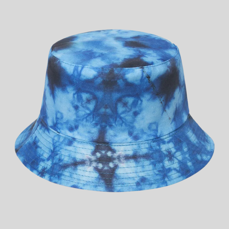 Blue Reversible Letter Print Cotton Bucket Hats – Outdoor Summer Edition