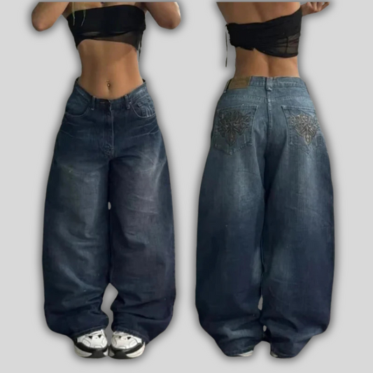 Y2K Multi-Pocket Washed Baggy Jeans – Unisex Streetwear Style