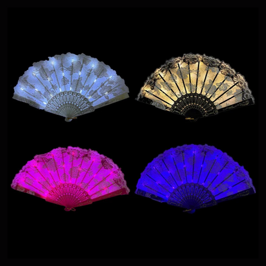 LED Glow Lolita Folding Fan – Rave, Festival & Party Light-Up Hand Fan