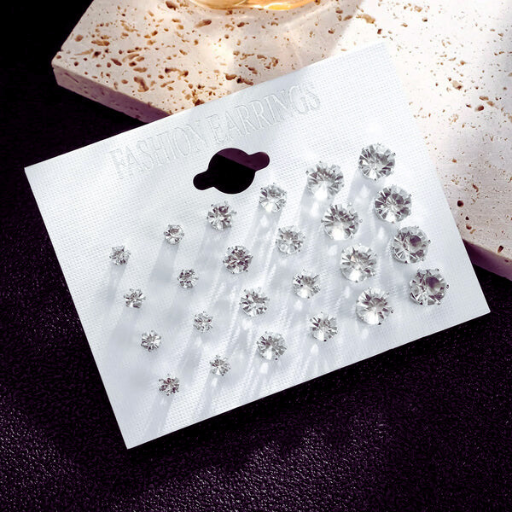 Luxeuria Luxe 12-Pair Classic Crystal Stud Earrings Set
