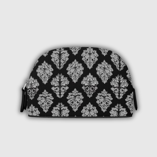 Luxeuria Luxe Premium Nappa Leather Makeup Bag – Black & Gray Patterned
