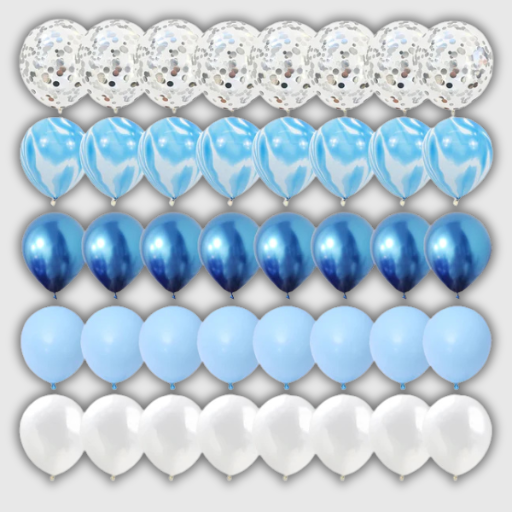 Marble & Silver Confetti Balloon Set – 40 Pieces