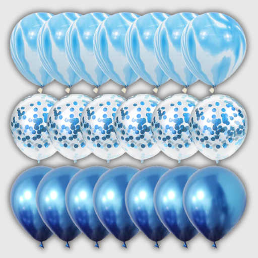 Marble & Silver Confetti Balloon Set – 40 Pieces