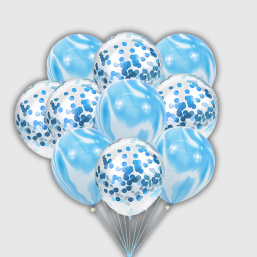Marble & Silver Confetti Balloon Set – 40 Pieces