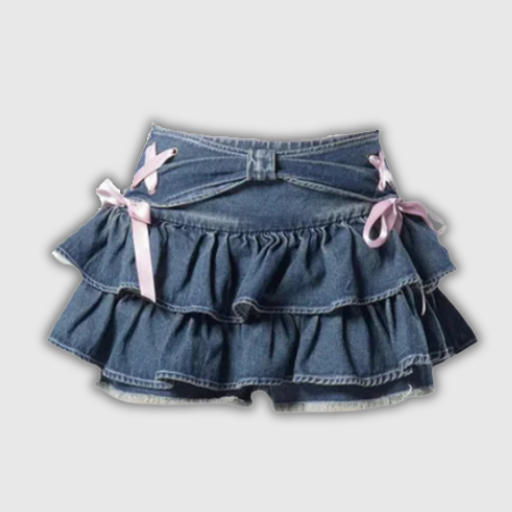 A-Line Y2K Gothic Denim Mini Skirt