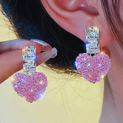 Luxeuria Luxe Pink Heart Dangle Earrings