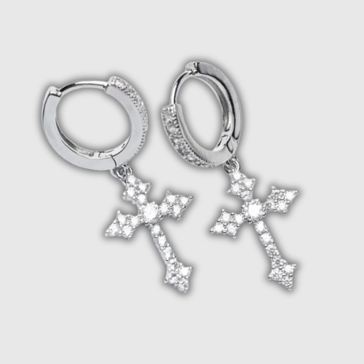 Luxeuria Luxe Rhinestone Cross Drop Earrings