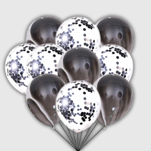 Marble & Silver Confetti Balloon Set – 40 Pieces