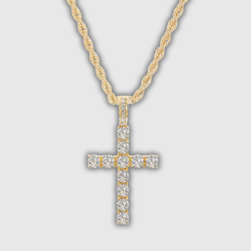 Luxeuria Luxe Hip Hop Cross Pendant Necklace with 4mm Zircon Tennis Chain