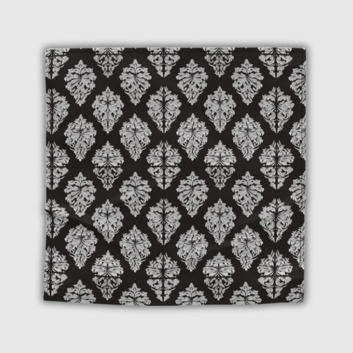 Luxeuria Designer Silk & Twill Bandana – Black & Elegant Gray Pattern