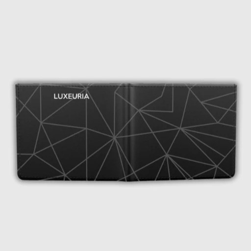Luxeuria Luxe Men’s Black & Gray Geometric Nappa Leather Wallet – Card or Coin Pocket Option