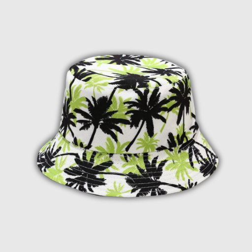 Floral Palm Cotton Bucket Hat – Travel Adventure Edition