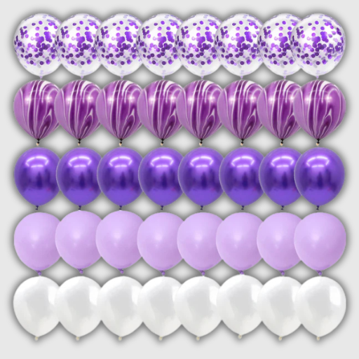 Marble & Silver Confetti Balloon Set – 40 Pieces