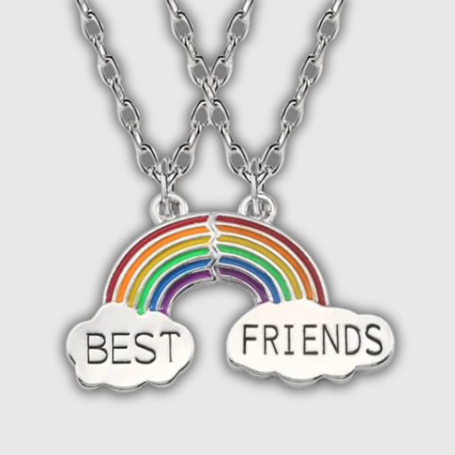 Luxeuria Luxe BFF Heart & Rainbow Necklace, Yin and Yang Trio Set