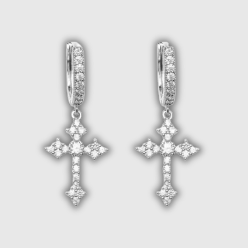 Luxeuria Luxe Rhinestone Cross Drop Earrings