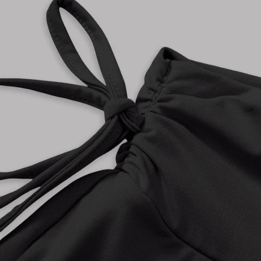 High Waist Solid Mini Skirt with Lace-Up Detail