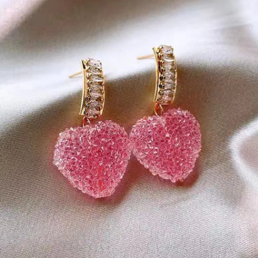 Luxeuria Luxe Pink Heart Dangle Earrings