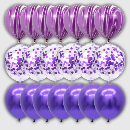 Marble & Silver Confetti Balloon Set – 40 Pieces