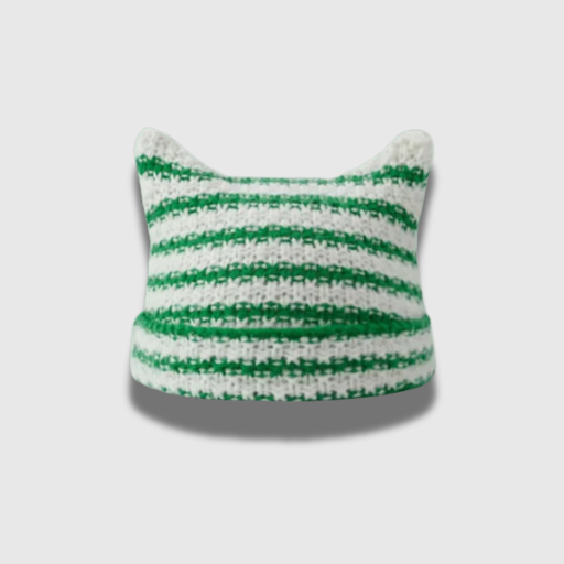 Harajuku Devil Striped Cat Ear Beanie