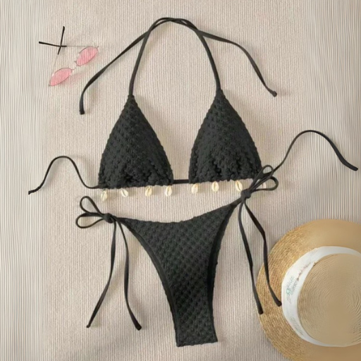 Brazilian Bandage Triangle Bikini Set – Black or White