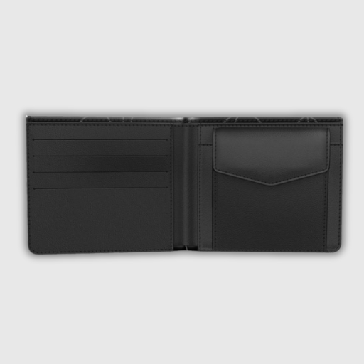 Luxeuria Luxe Men’s Black & Gray Geometric Nappa Leather Wallet – Card or Coin Pocket Option