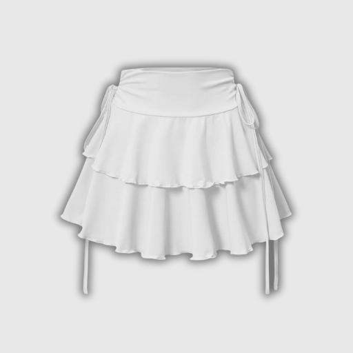 High Waist Solid Mini Skirt with Lace-Up Detail