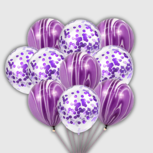 Marble & Silver Confetti Balloon Set – 40 Pieces