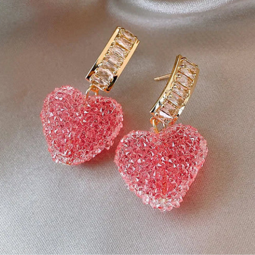Luxeuria Luxe Pink Heart Dangle Earrings