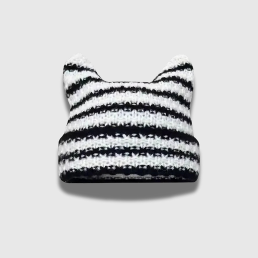 Harajuku Devil Striped Cat Ear Beanie
