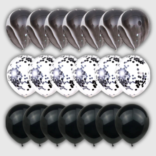 Marble & Silver Confetti Balloon Set – 40 Pieces